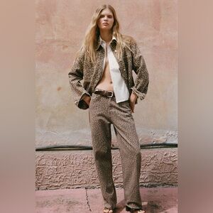 Zara Brown Leopard Print Jeans